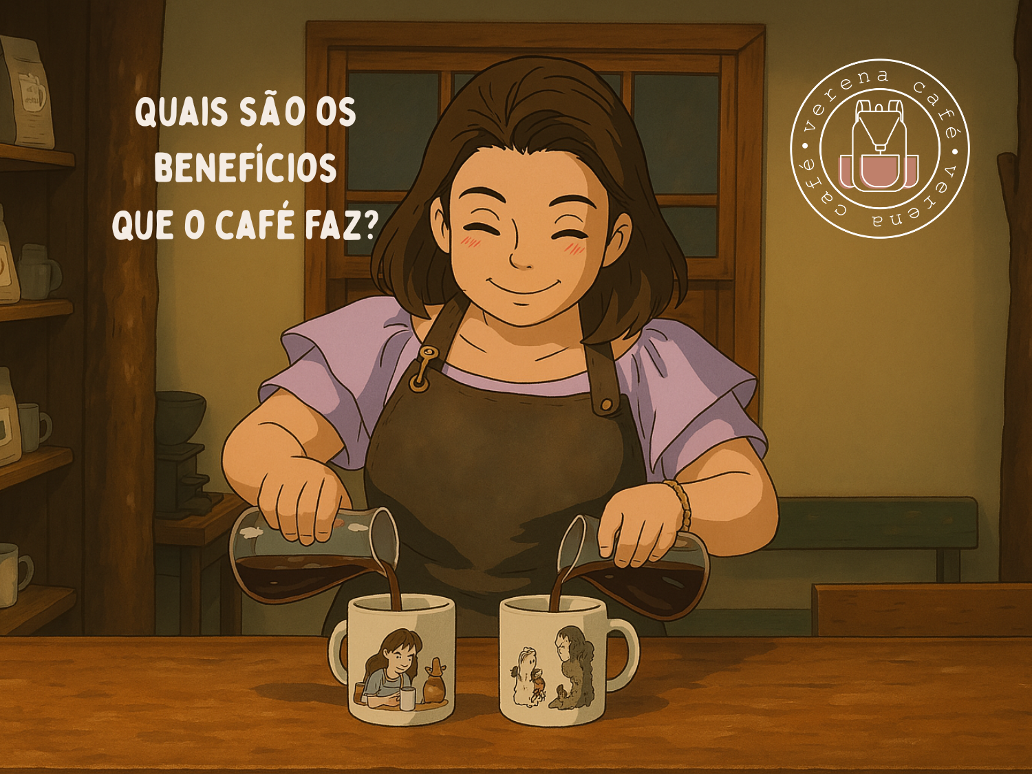 Xícara de café especial da Verena Café sobre a mesa, representando energia e bem-estar. 